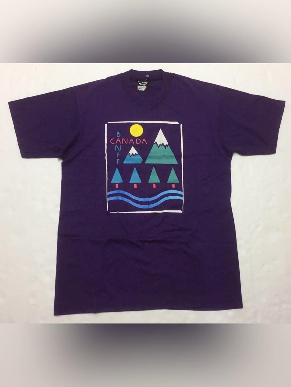 90s Banff T-shirt Single Stitch Large Vintage Canada Screen Stars Best Purple